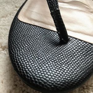 Nine West black sandals (thong with heel)